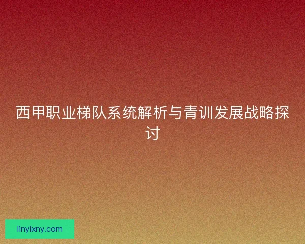 西甲职业梯队系统解析与青训发展战略探讨
